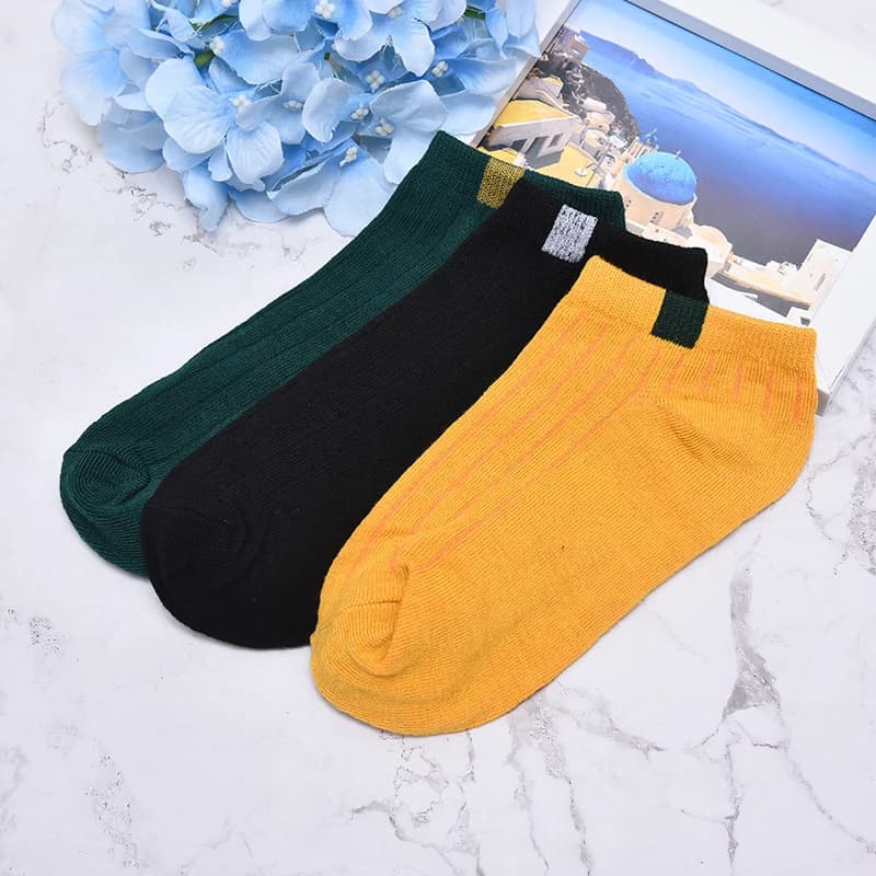 Men 10 color woven lable Comfo rtable Cotton Sock Slippers Short Ankle Socks - Image 4