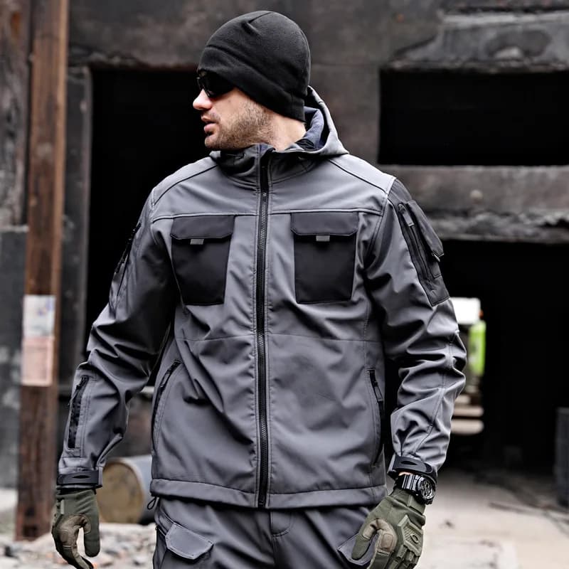 Invader Soft Shell Tactical Trench Storm Suit Autumn Winter Warm Jacket Outdoor Riding Climbing Mountaining Plush Thickened Coat - Image 3