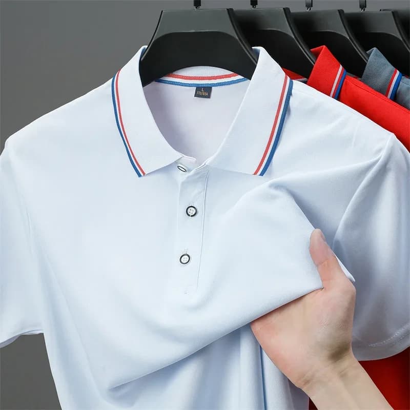 2026 New Men's Casual Solid Color Short Sleeved Polo Shirt Summer Fashionable and Comfortable Versatile Top - Image 5