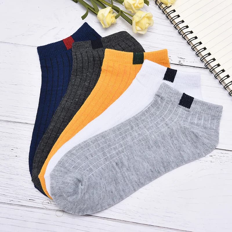 Men 10 color woven lable Comfo rtable Cotton Sock Slippers Short Ankle Socks - Image 3