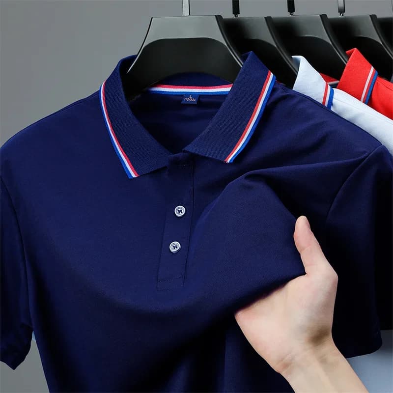 2026 New Men's Casual Solid Color Short Sleeved Polo Shirt Summer Fashionable and Comfortable Versatile Top