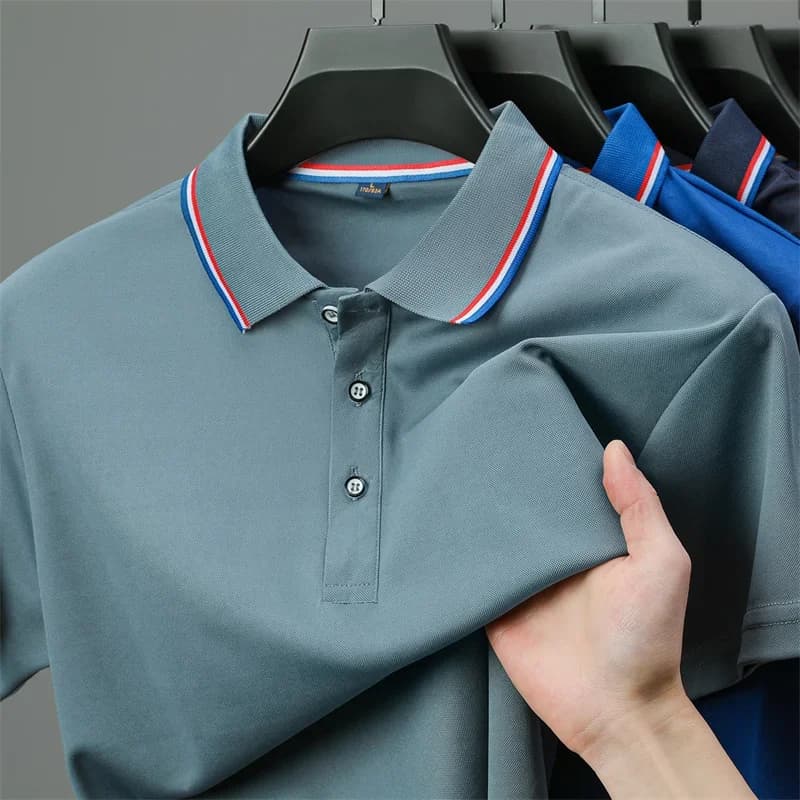2026 New Men's Casual Solid Color Short Sleeved Polo Shirt Summer Fashionable and Comfortable Versatile Top - Image 3