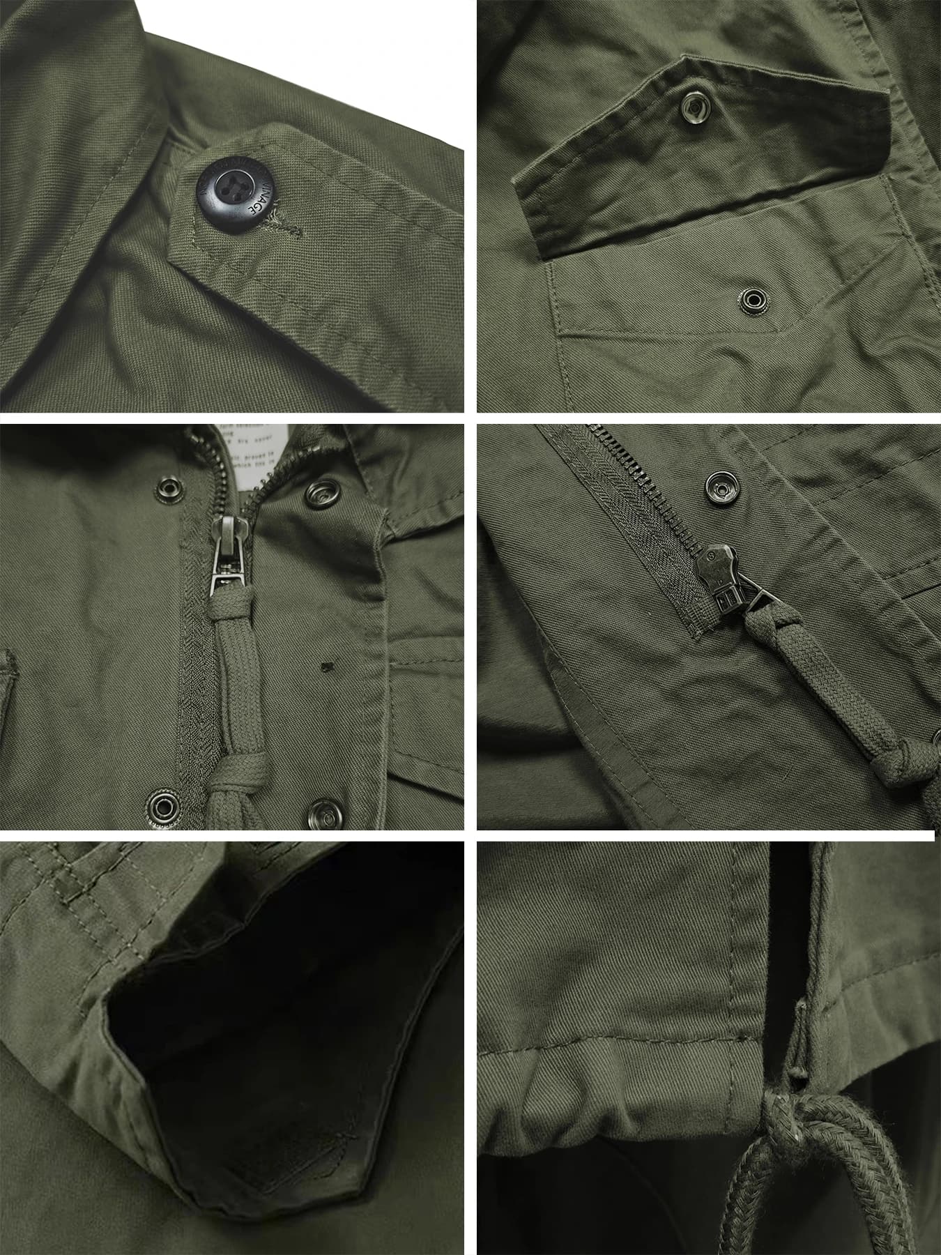 M65 Field Jacket, Men's Military Jacket, Retro Multi Pocket Collar Zipper Jacket, 100% Cotton - Image 6