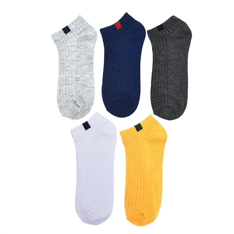 Men 10 color woven lable Comfo rtable Cotton Sock Slippers Short Ankle Socks - Image 5