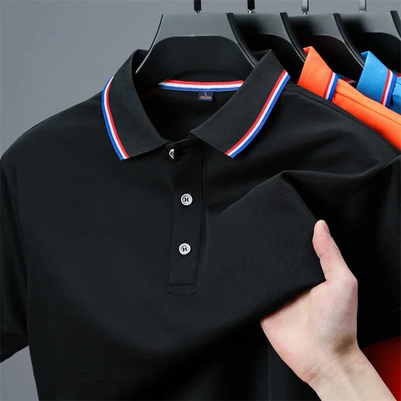 2026 New Men's Casual Solid Color Short Sleeved Polo Shirt Summer Fashionable and Comfortable Versatile Top - Image 4