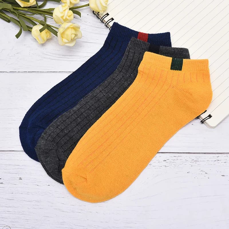 Men 10 color woven lable Comfo rtable Cotton Sock Slippers Short Ankle Socks - Image 6