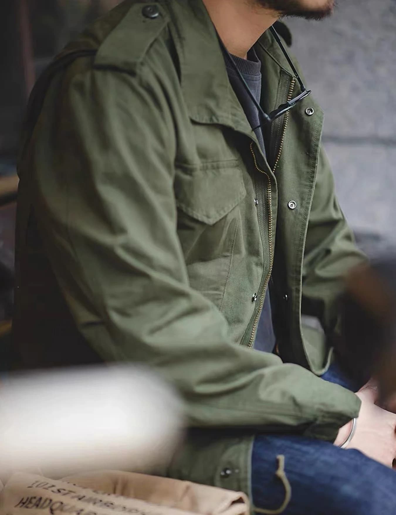 M65 Field Jacket, Men's Military Jacket, Retro Multi Pocket Collar Zipper Jacket, 100% Cotton - Image 4