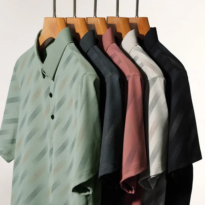 2025 New Men's Business Casual Short Sleeved Printed Polo Shirt Fashionable Breathable Comfortable and Versatile Top - Image 6